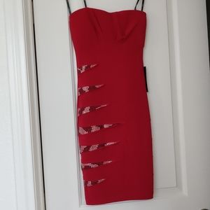 Red strapless bodycon